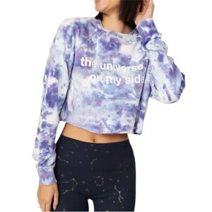 Spiritual Gangster universe is on my side blue & Purple Tie-Dye Sweatshirt crop